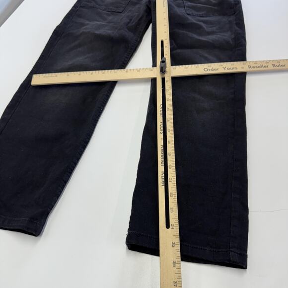 Zara Jeans Womens 6 Black High Rise Straight Leg Utility Patch Pockets Denim - Picture 8 of 9